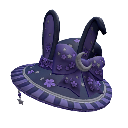Purple Floral Bunny Witch Hat Roblox item