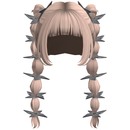 Long Bubble Braids W/ Metal Ninja Stars (Platinum) Roblox item