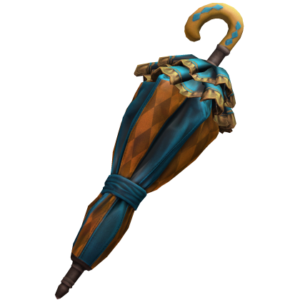 Orange Teal Victorian Ruffle Umbrella Roblox item
