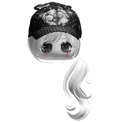 ♡ cute moe girl w black polka dots hat