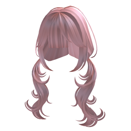 cute layered low pigtails in pink Roblox item