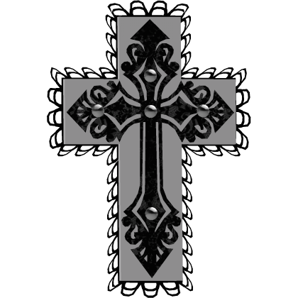 cute emo moe lace goth studded cross white & black