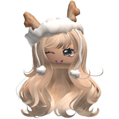 christmas fawn reindeer ushanka w/ chibi face Roblox item