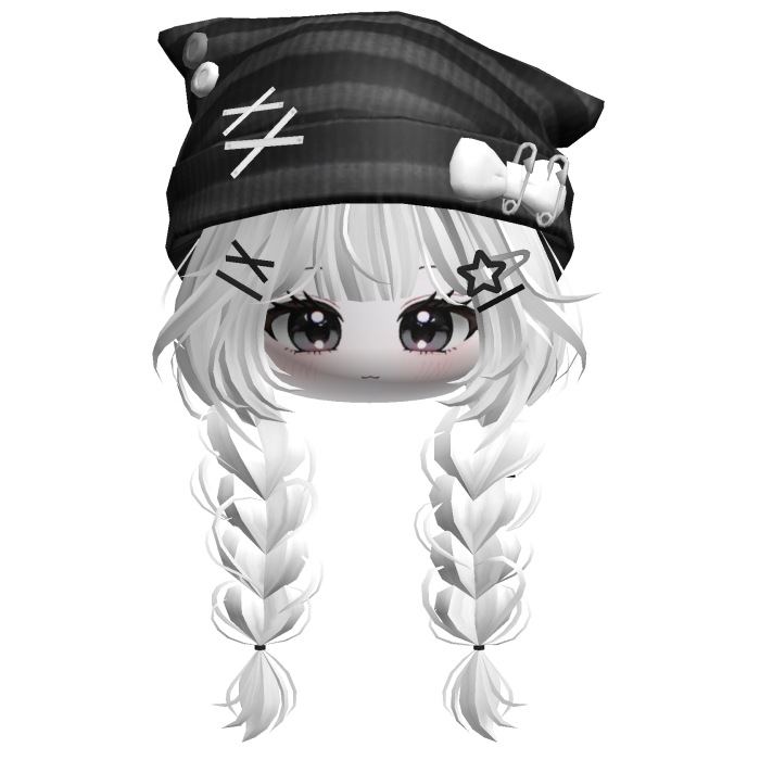 🍀Cute Girl Braided w/Cat Beanie(White&Black)