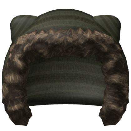 striped dark green cat brown fur hood hat Roblox item