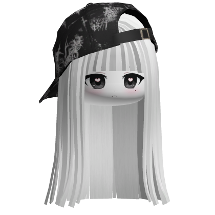 White straight girl hair w/ emo hat & cute face