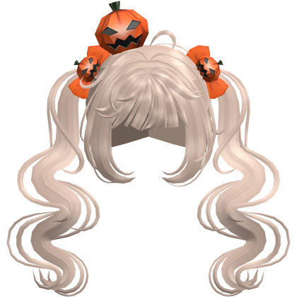 platinum halloween pumpkin wavy pigtails hair Roblox item