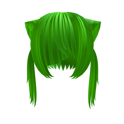 🖤꒱green kitty razor bangs messy vampire pigtails
