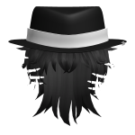 Black Messy Wolfcut Hair with skeleton hand