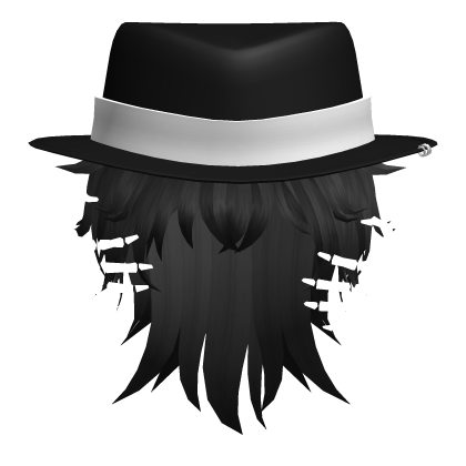 Black Messy Wolfcut Hair with skeleton hand thumbnail