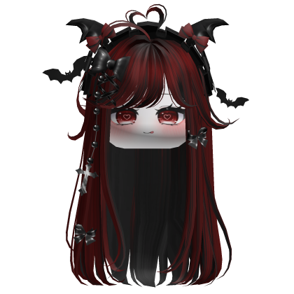 Vamp Straight  Hair w/Headband (Red&Black)
