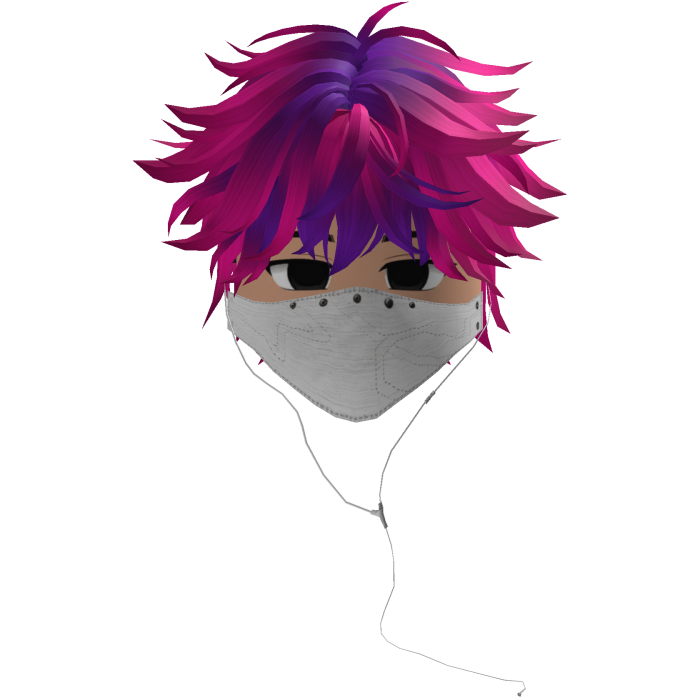 Cute Emo Boy Headphones Mask white Y2K ( pink )
