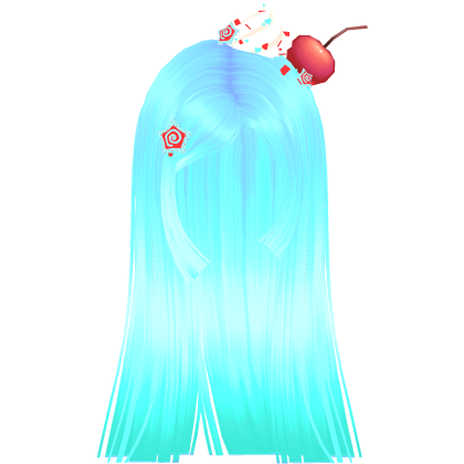 Glowy Cherry Cream Long Hime Cut (Blue Soda) Roblox item
