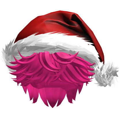 Messy Fluffy Pink Bright Hair a Santa Hat Y2k