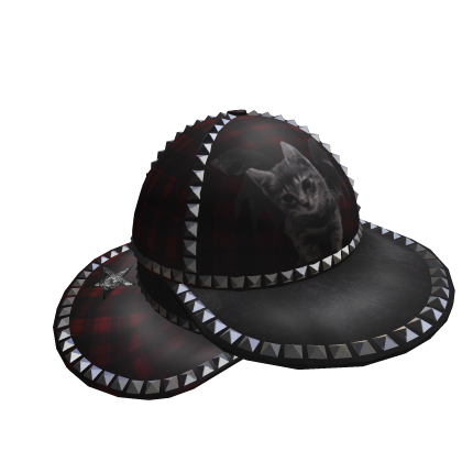Red Plaid Spiked Cat Cap