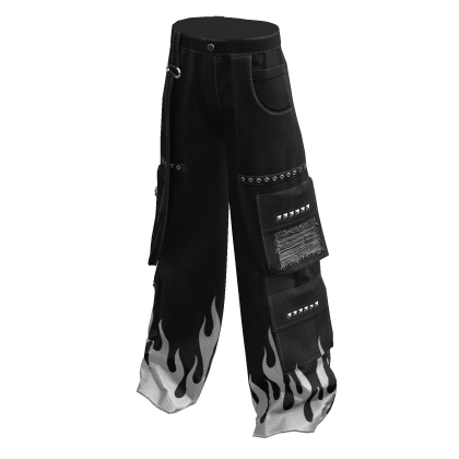 black & white flames y2k cargo pants - Roblox