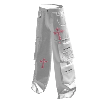 Cross Y2K Cargo Pants White & Pink