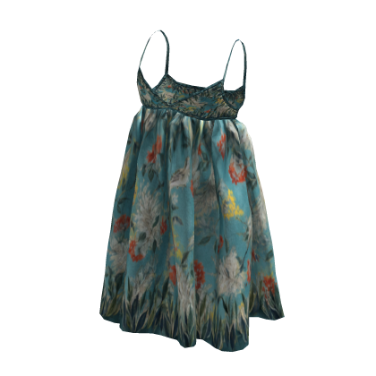 floral ruffled babydoll dress (blue)