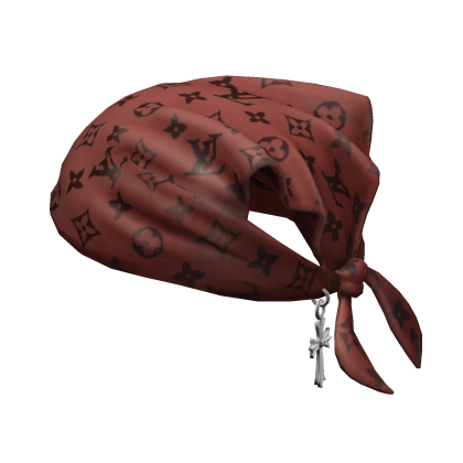 Tied LV Bandana Hat with Cross Chain