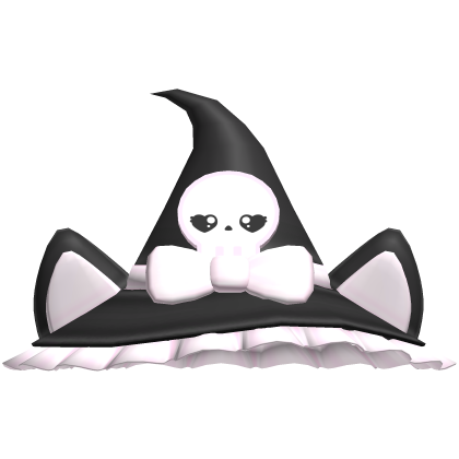 ୨୧: pink spooky kitty skull witch hat Roblox item