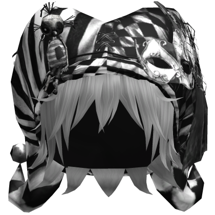 Black Gothic Circus Jester Hat w Gray Hair Roblox item