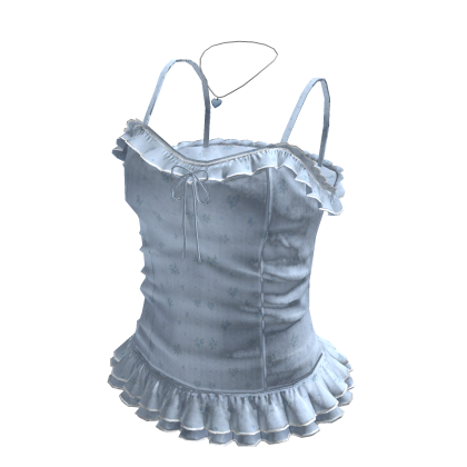 Floral Ruffle Cami Top (Blue)