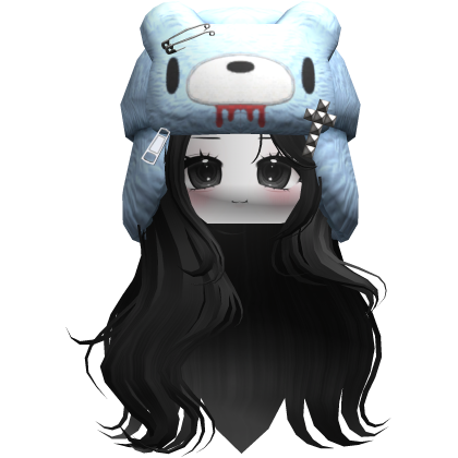 Fuzzy Bear Ushanka Flowy Long Hair (Black)