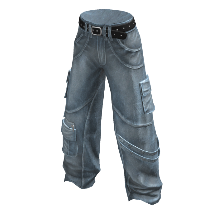 Y2K Blue Cargo Pants Strap Belt Baggy Urban Jeans