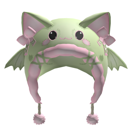 Cute Zombie Bat Cat Hood - Green and Pink