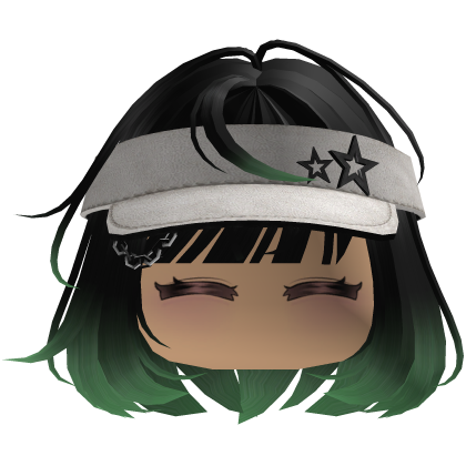 Cute emo y2k hair fluffy (black green)