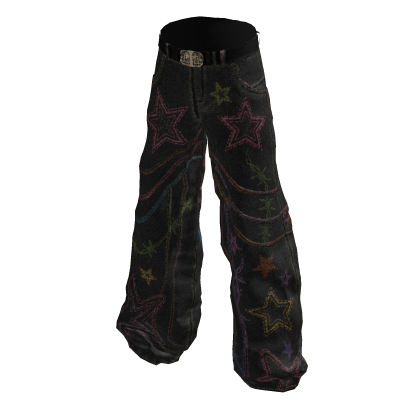 Starlight Stitch Black Crayon Jeans Loose Pants