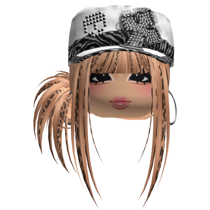Gyaru Side Bun Hair w/ Zebra Cap & Earrings
