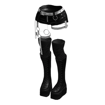 Gothic Emo Y2K Shorts boot straps (Black White)