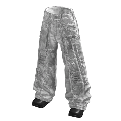 Distressed Baggy Cargo Pants (White)