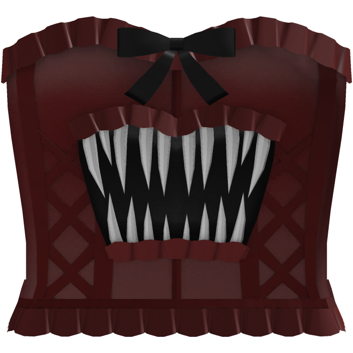 red emo gothic ruffled monster teeth corset 