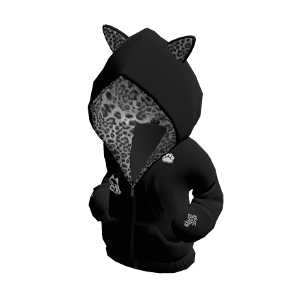 Posed Cat Leopard Fluffy Hoodie Black Roblox NoFilter