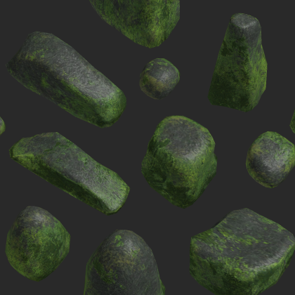 Small Realistic Mossy Rocks Pack