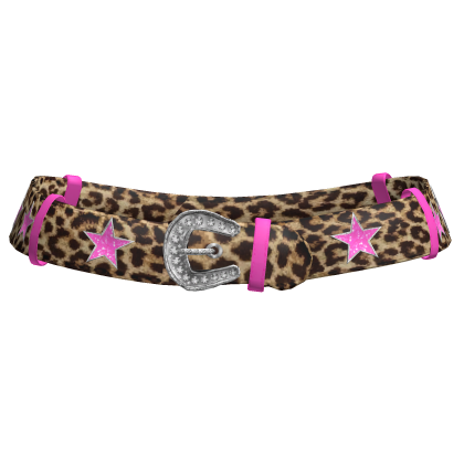Star Y2K Gyaru Leopard Low Belt In Hot Pink