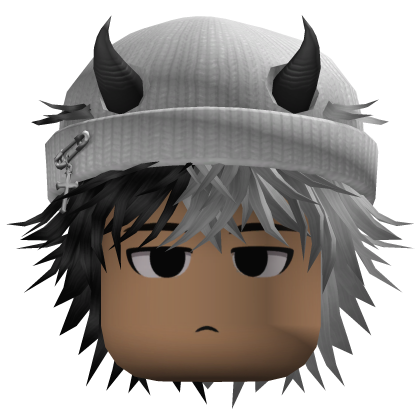 Messy Hair w/ Horned Beanie (Black/Silver)