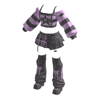 Emo Y2K Grunge Streetwear Lavender & Grey Outfit