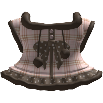 cute pink plaid cozy fluffy winter pompom dress