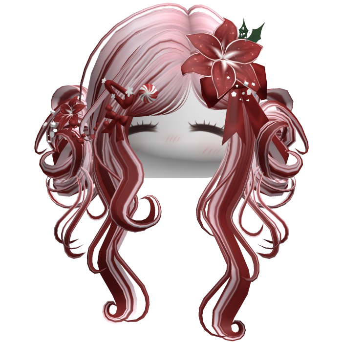 ♡ Christmas Flowery Twin Buns (Pink & Red)