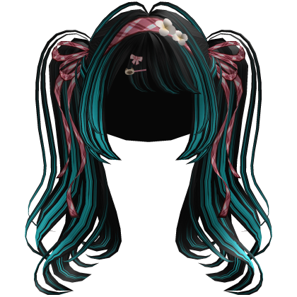 Black Coquette Kawaii Pigtail Hair w/ Fox Ears