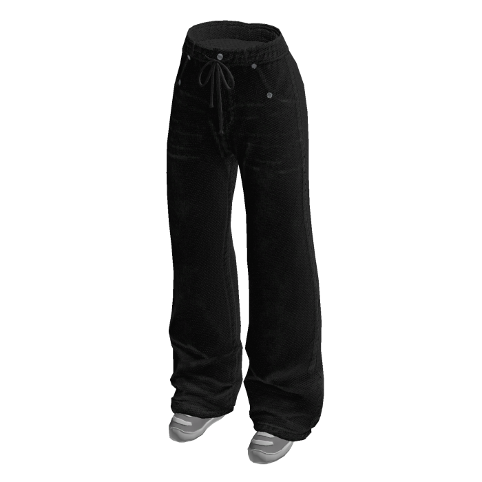 Drawstring Baggy Jeans w/ Sneakers (Black)
