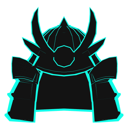 Cartoony Samurai Helmet Blue Cyan BLue