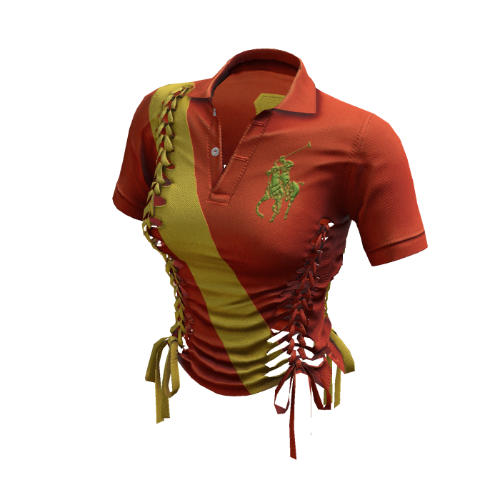 Braided Cutout Polo Shirt (Peaches)