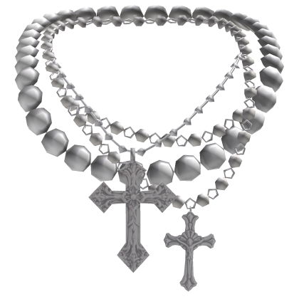 White Pearl Layered Jesus Cross Necklace Rosary