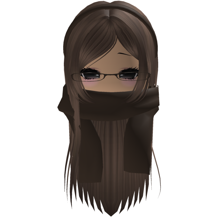 Warm Fall Brown Hair w/ Glasses Headband & Scarf