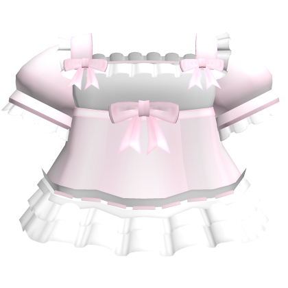 Cute Ruffled Babydoll Dress in Pink & White thumbnail