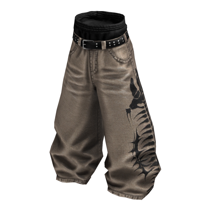 Tan Y2K Fishbone Baggy Skater Denim